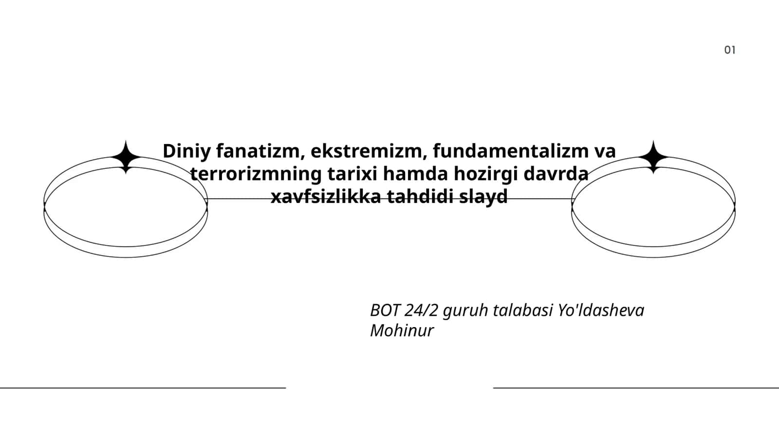 Diniy fanatizm, ekstremizm, fundamentalizm va terrorizmning tarixi hamda hozirgi davrda xavfsizlikka tahdidi slayd 1