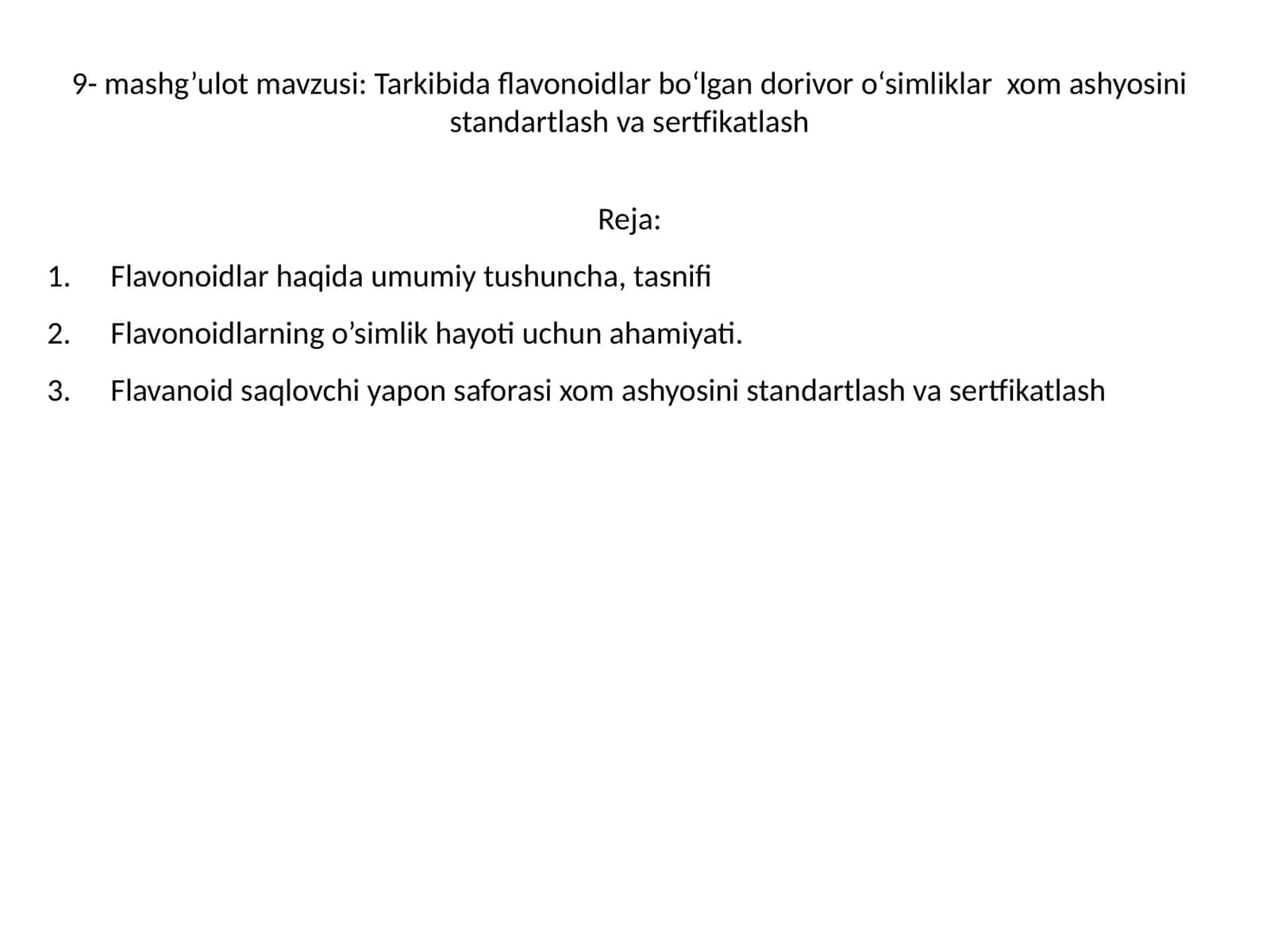 Flavonoidlar haqida umumiy tushuncha, tasnifi 1