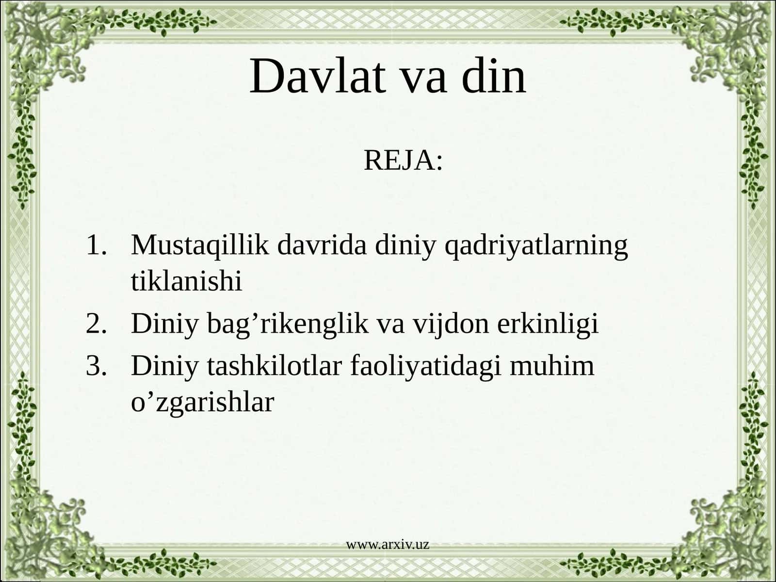 Davlat va din 1