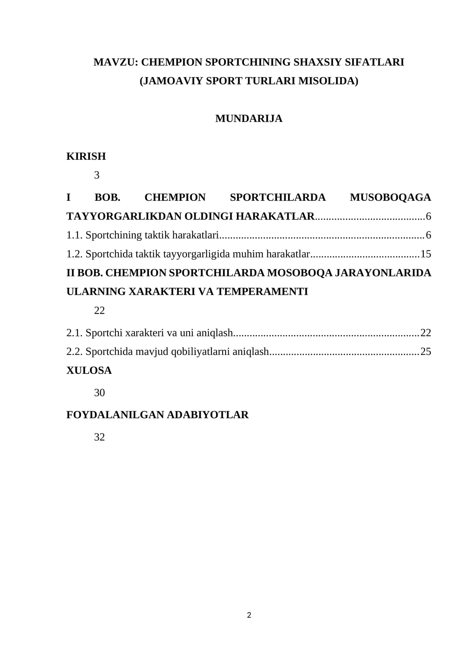 CHEMPION SPORTCHINING SHAXSIY SIFATLARI (JAMOAVIY SPORT TURLARI MISOLIDA) 1