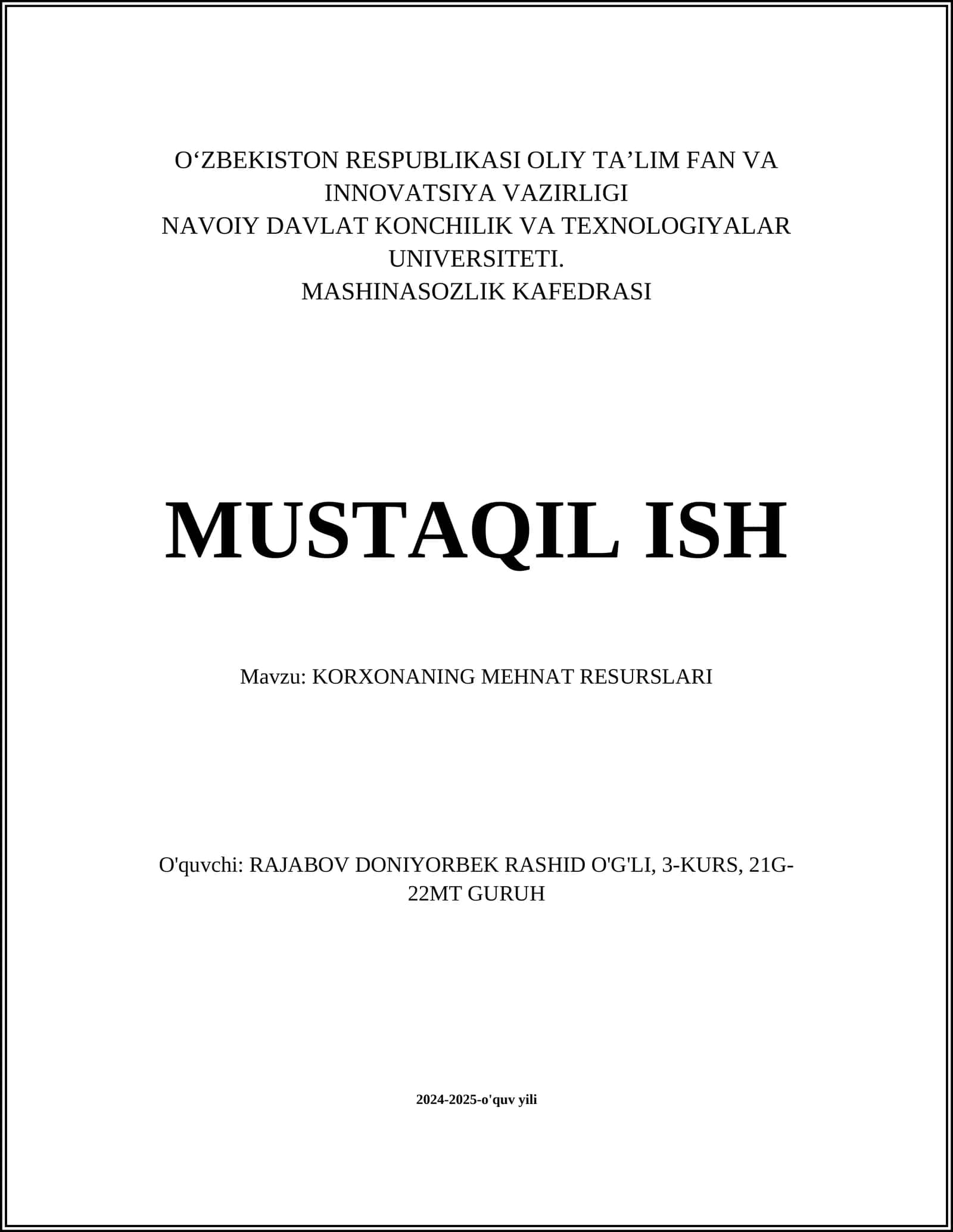 KORXONANING MEHNAT RESURSLARI 1