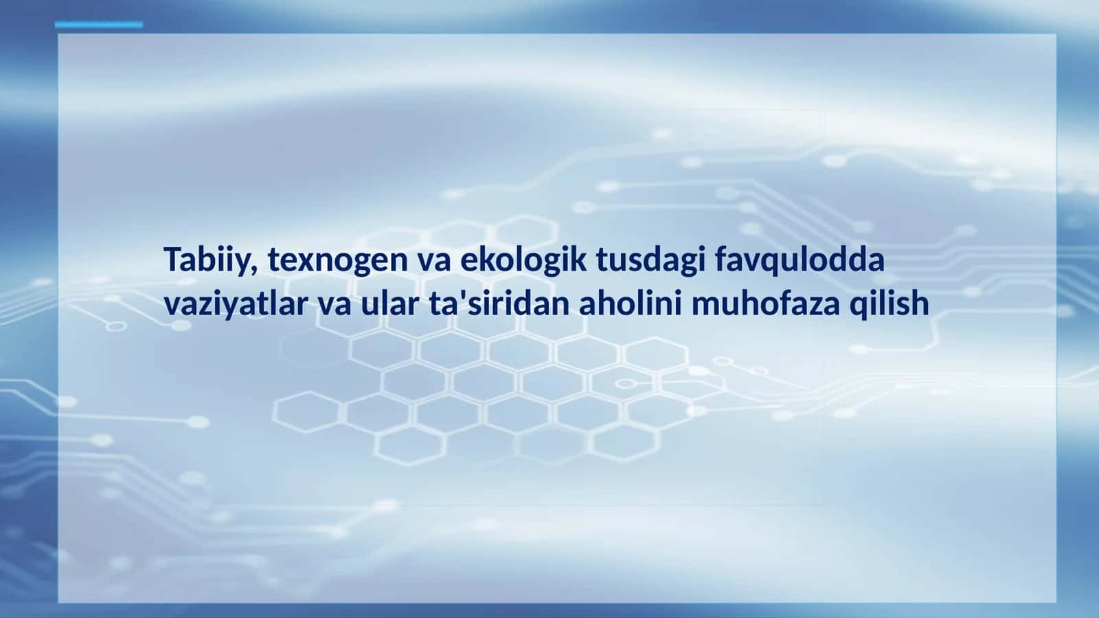 Favqulodda vaziyatlar va aholi xavfsizligi: Kirish 1
