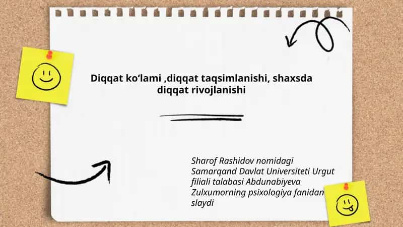 Abdunabiyeva Zulxumorning psixologiya fanidan slayd 1
