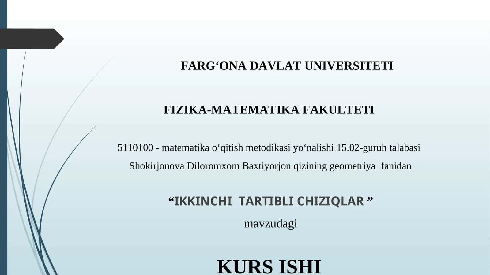 IKKINCHITARTIBLICHIZIQLAR 1