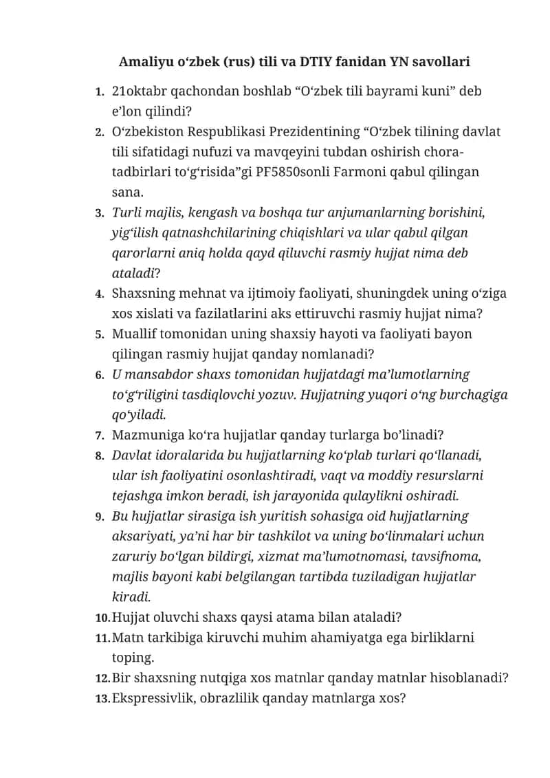 O‘zbek tili savollari 1