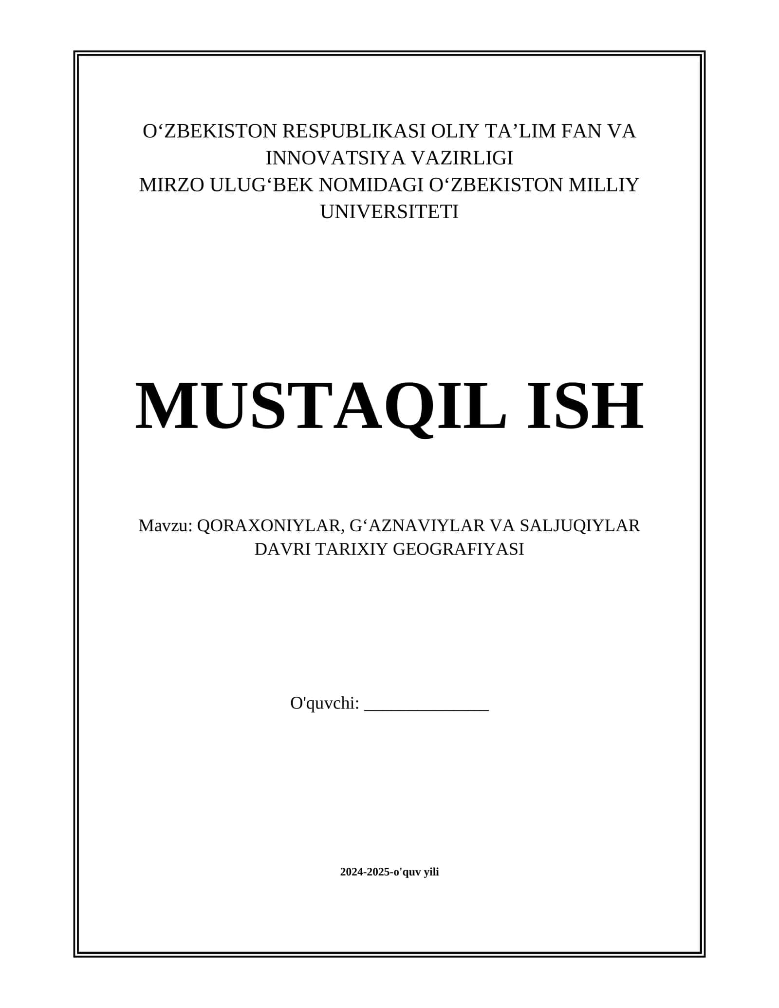 QORAXONIYLAR, GʻAZNAVIYLAR VA SALJUQIYLAR DAVRI TARIXIY GEOGRAFIYASI 1