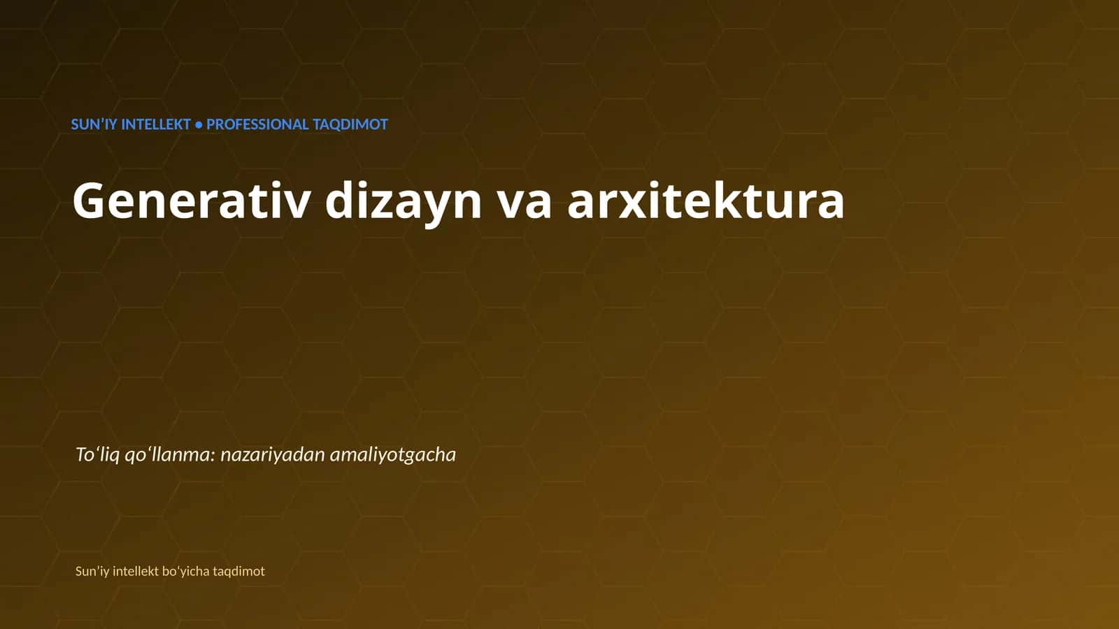 Generativ dizayn va arxitektura 1