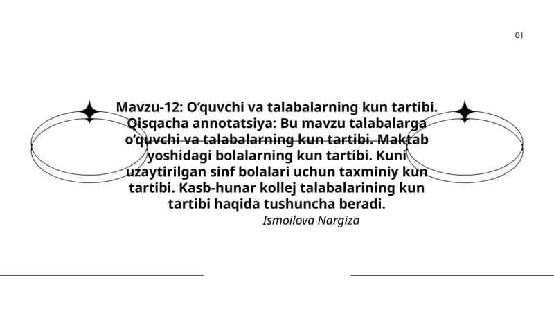 O’quvchi va talabalarning kun tartibi 1