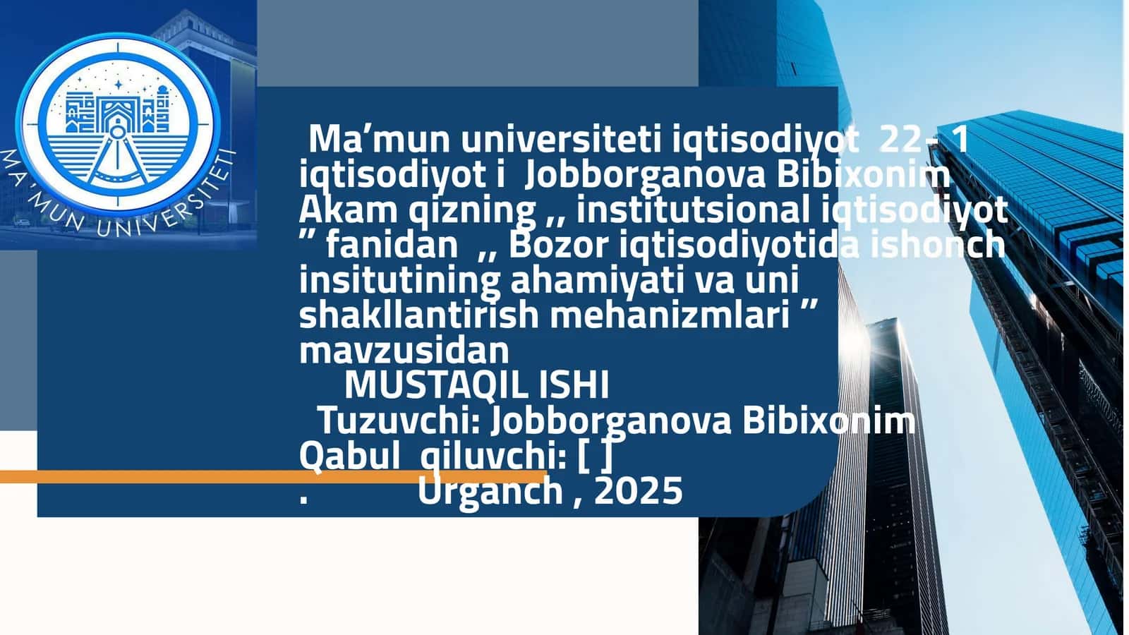 Bozor iqtisodiyotida ishonch insitutining ahamiyati va uni shakllantirish mehanizmlari 1