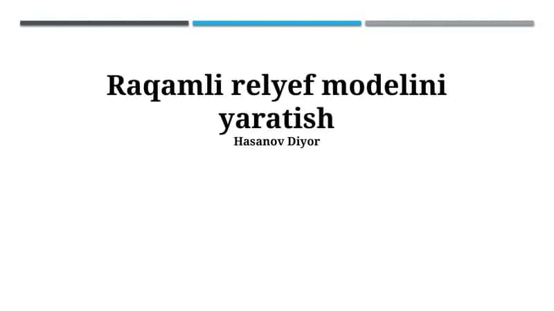 Raqamli Relyef Modelini Yaratish 1
