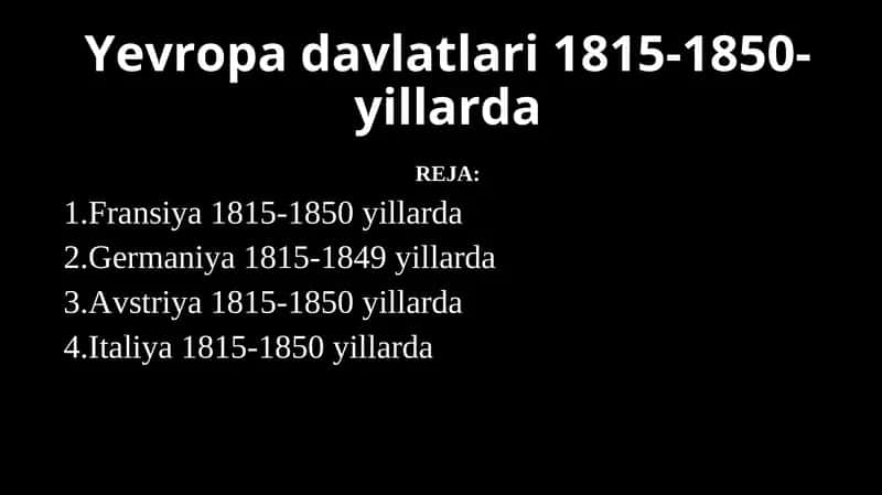 Yevropa davlatlari 1815-1850-yillarda 1