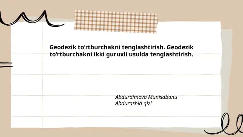 Geodezik to‘rtburchakni tenglashtirish 1
