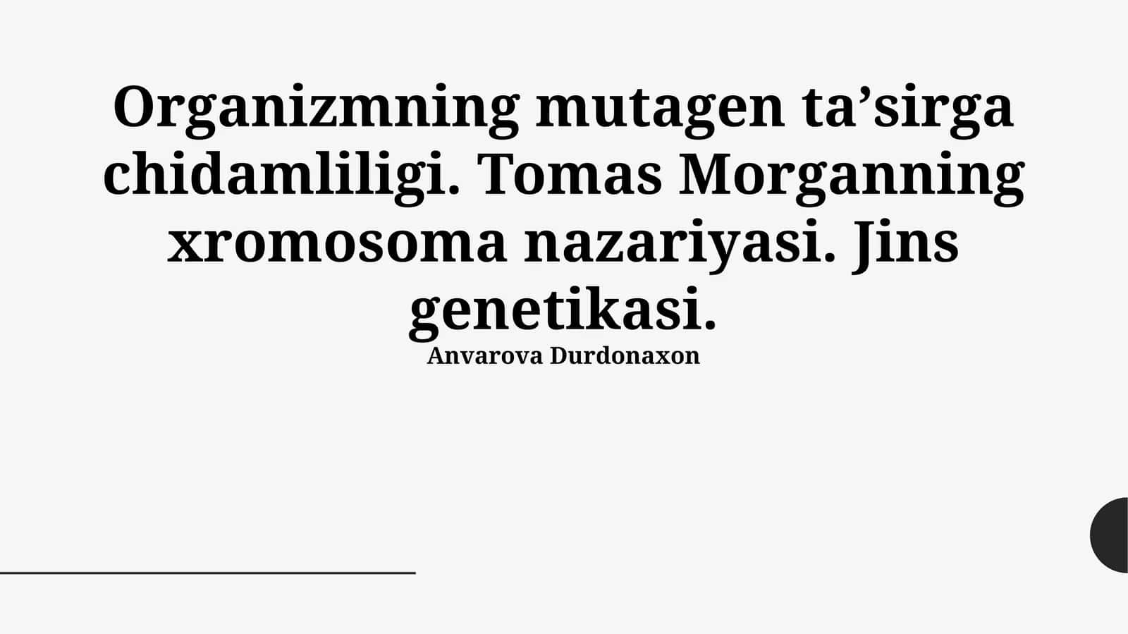 Organizmning mutagen ta'sirga chidamliligi 1
