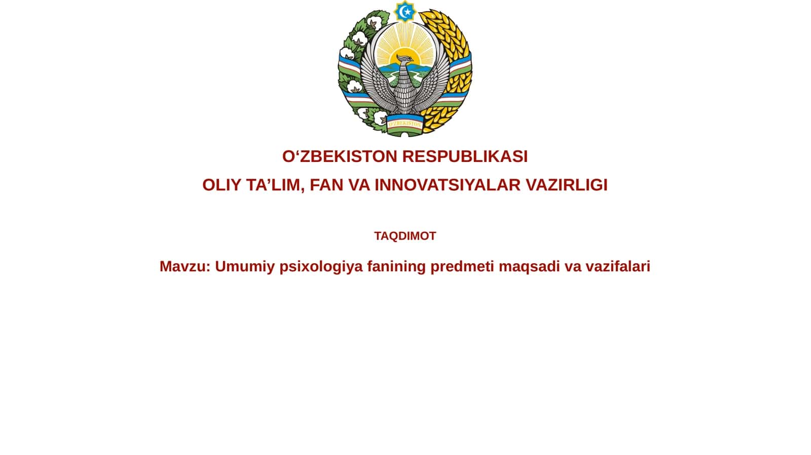 Umumiypsihologiyafaniningpredmetimaqsadivavazifalari 1