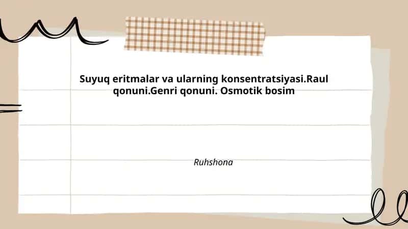 Suyuq eritmalar va ularning konsentratsiyasi 1