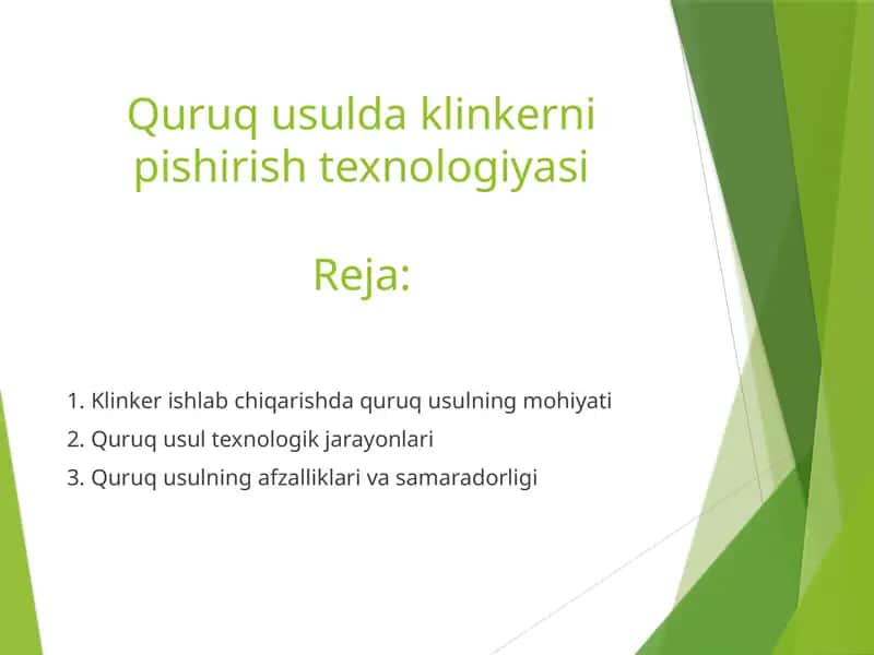 Quruq usulda klinkerni pishirish texnologiyasi 1