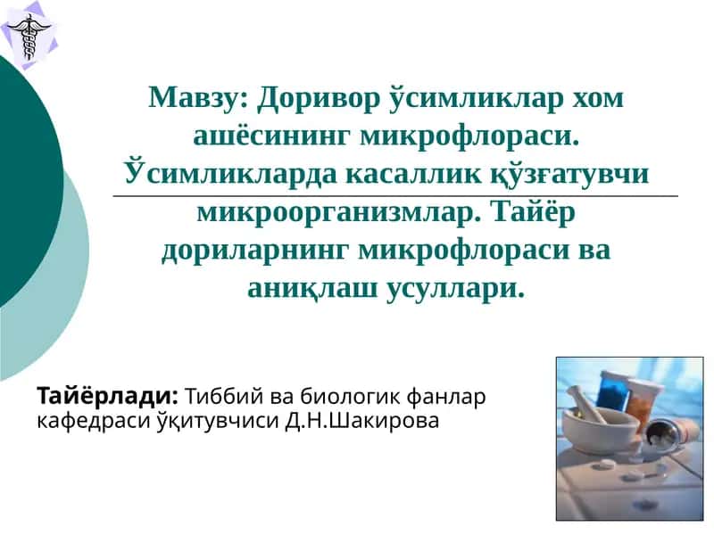 Доривор ўсимликлар хом ашёси 1