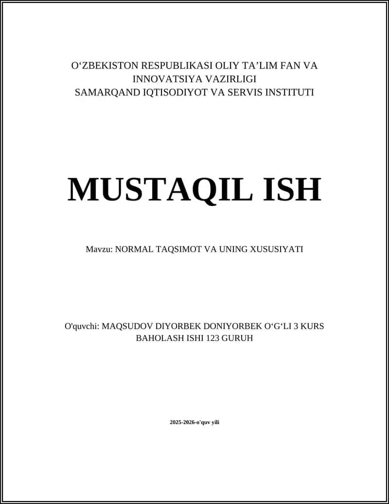 NORMAL TAQSIMOT VA UNING XUSUSIYATI 1