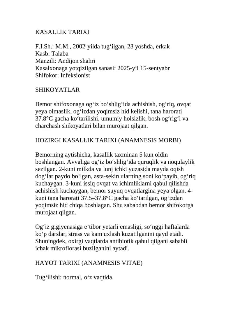 Stomatit kasallik tarixi 1