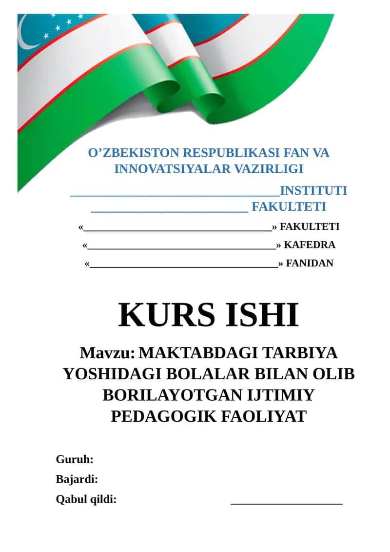 MAKTABDAGI TARBIYA YOSHIDAGI BOLALAR BILAN OLIB BORILAYOTGAN IJTIMIY PEDAGOGIK FAOLIYAT 1
