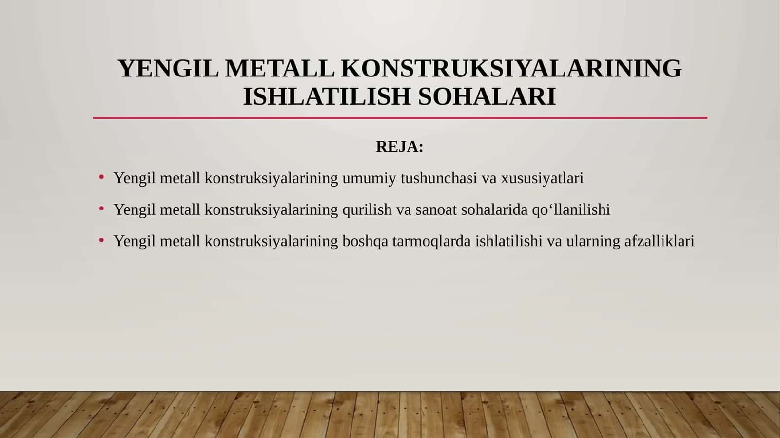 YENGIL METALL KONSTRUKSIYALARINING ISHLATILISH SOHALARI 1