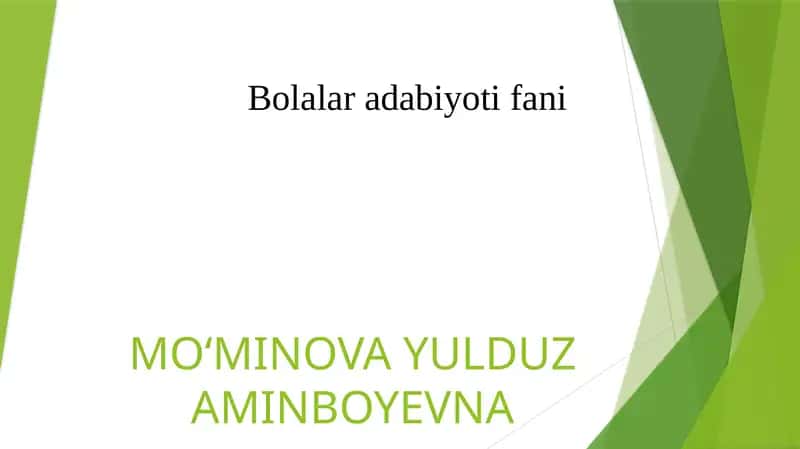 Bolalar Adabiyotifani 1