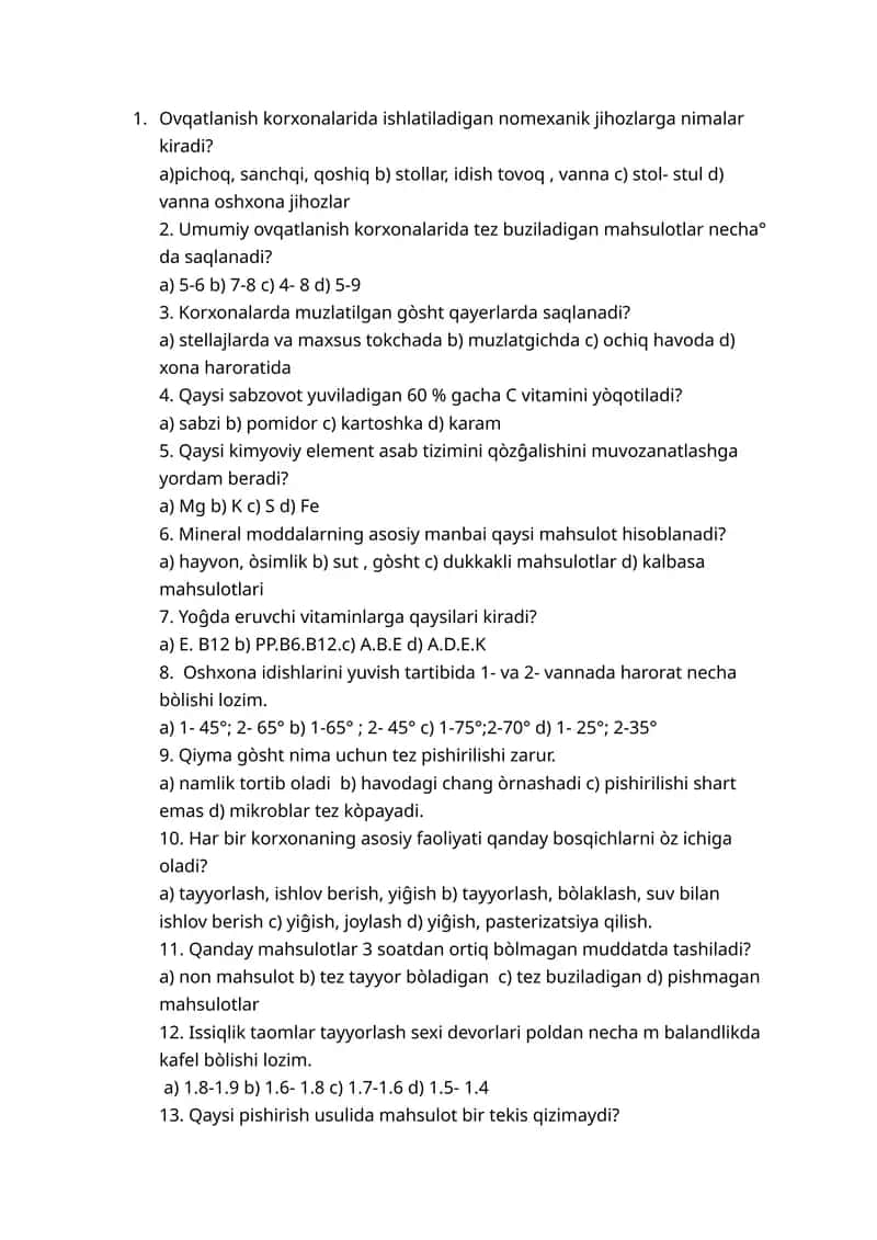 Ovqatlanish korxonalarida nomexanik jihozlari 1