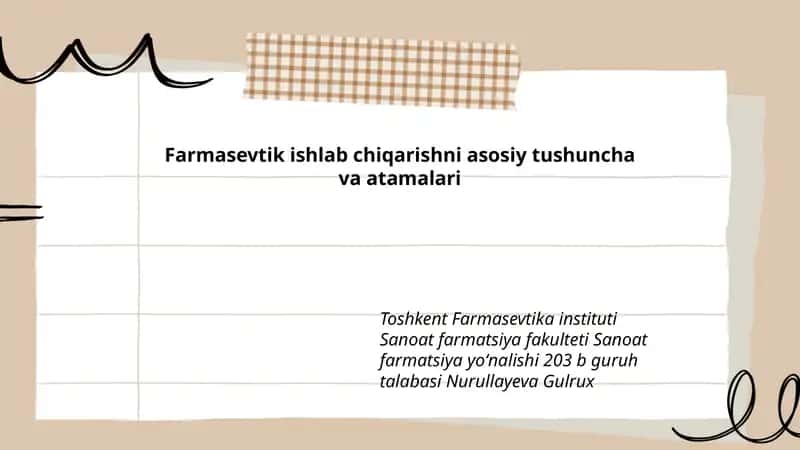 Farmasevtik ishlab chiqarishni asosiy tushuncha va atamalari 1