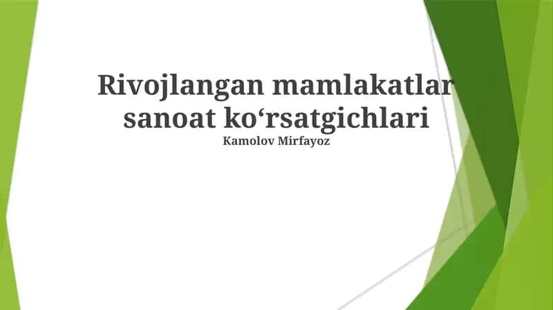 Rivojlangan mamlakatlar sanoat koʻrsatgichlari 1