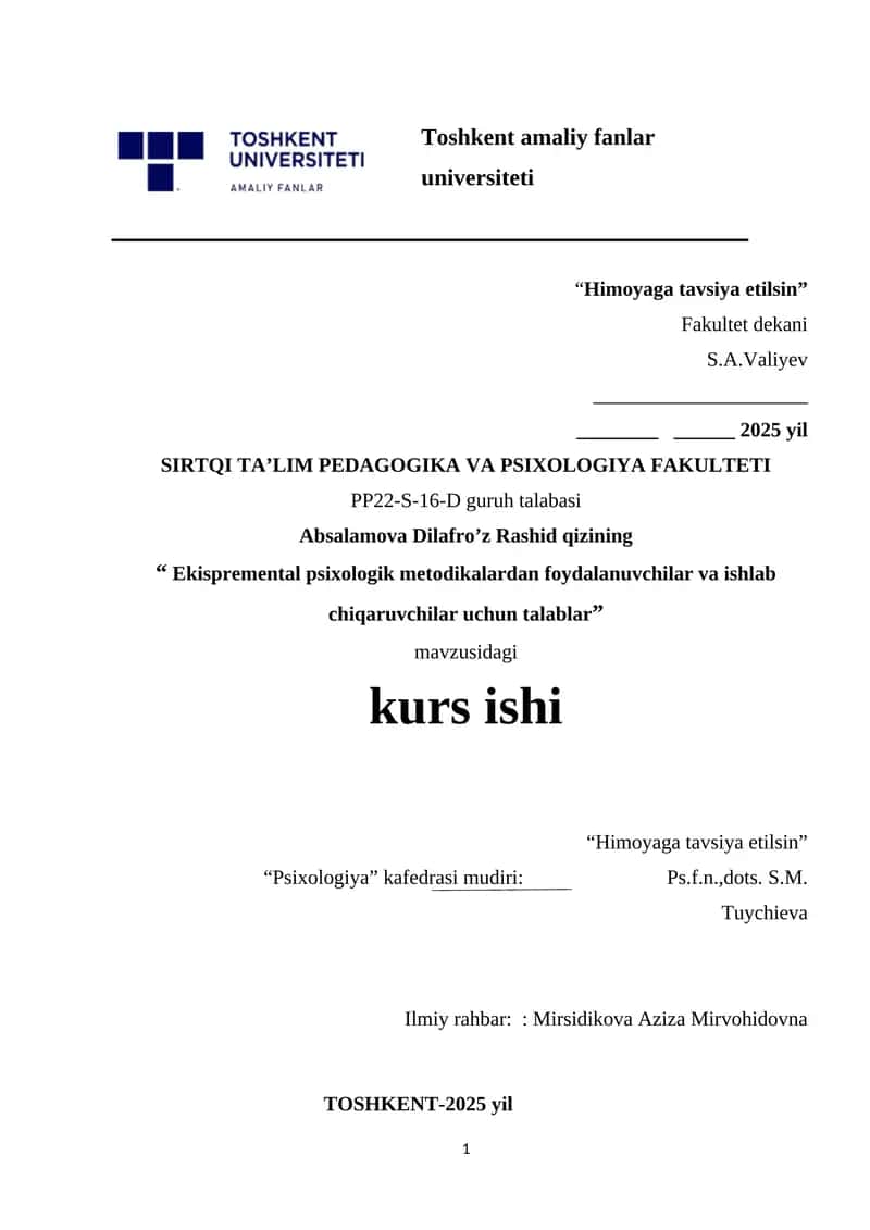 Ekispremental psixologik metodikalardan foydalanuvchilar va ishlab chiqaruvchilar uchun talablar.docx 1
