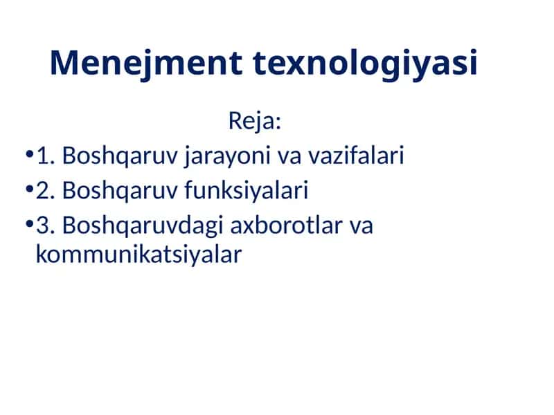 Menejment texnologiyasi 1