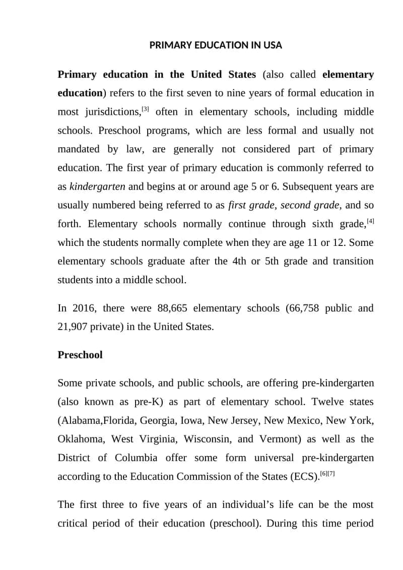 PRIMARY EDUCATION IN USA 1