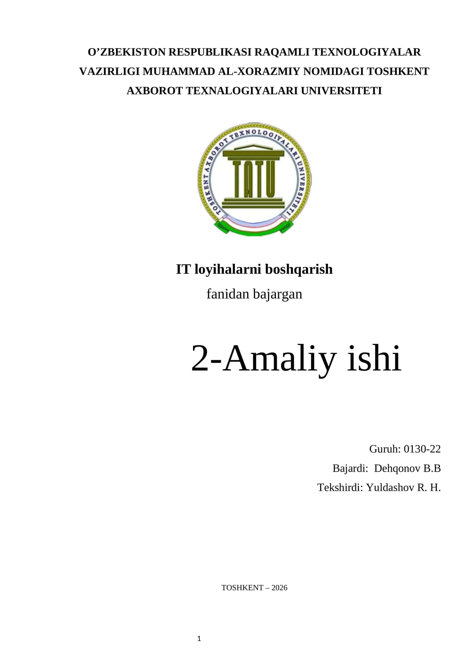 Online ta’lim platformasi loyihasi uchun loyiha nizomini yaratish va loyiha hayotiy siklini rejalashtirish 1