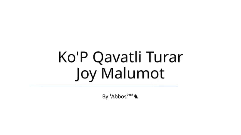 Ko'P Qavatli Turar Joy Malumot 1