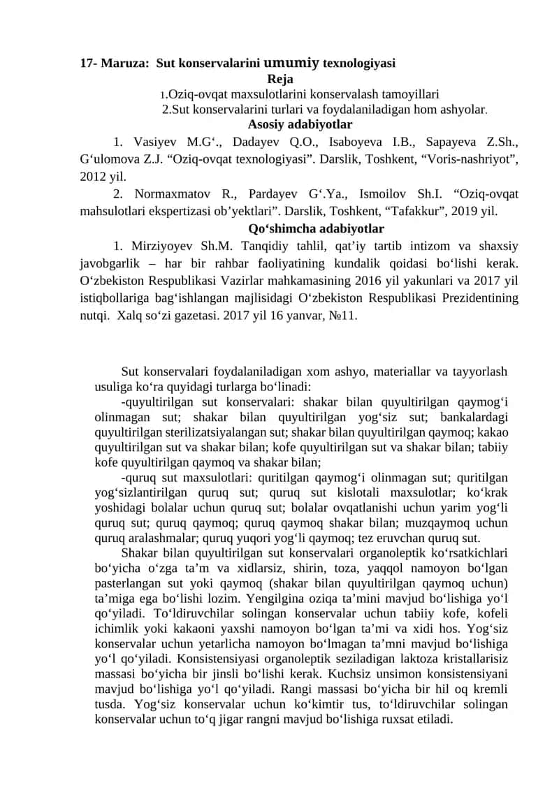 Sut konservalarini umumiy texnologiyasi 1