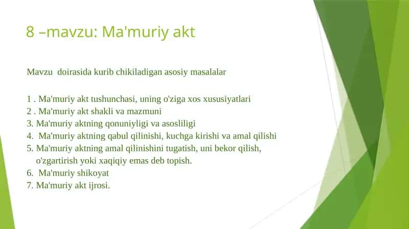 Ma'muriy akt taqdimot 1