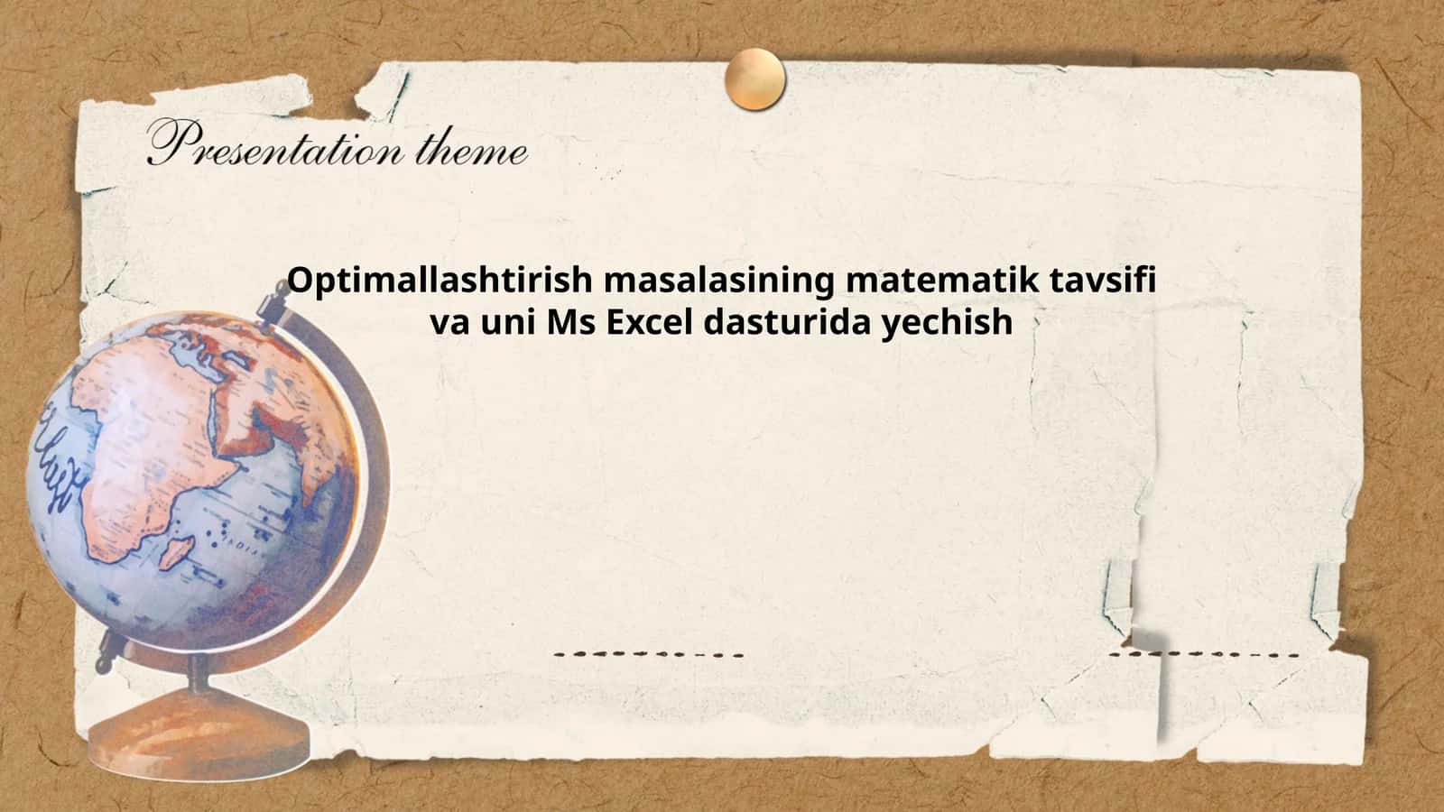 Optimallashtirish masalasining matematik tavsifi va uni Ms Excel dasturida yechish 1