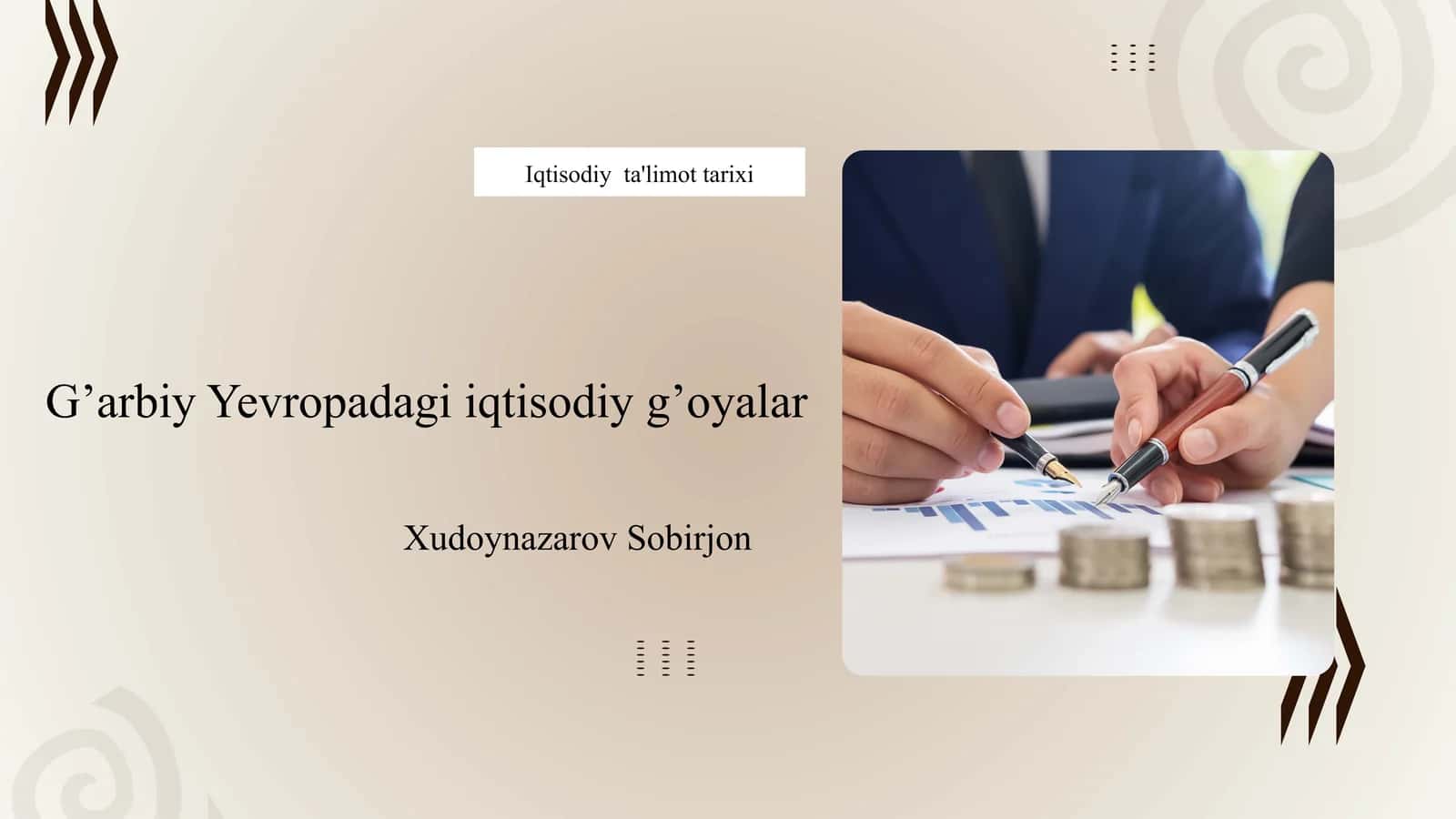 G’arbiy Yevropadagi iqtisodiy g’oyalar 1