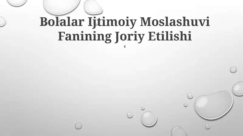 Bolalar Ijtimoiy Moslashuvi Fanining Joriy Etilishi 1