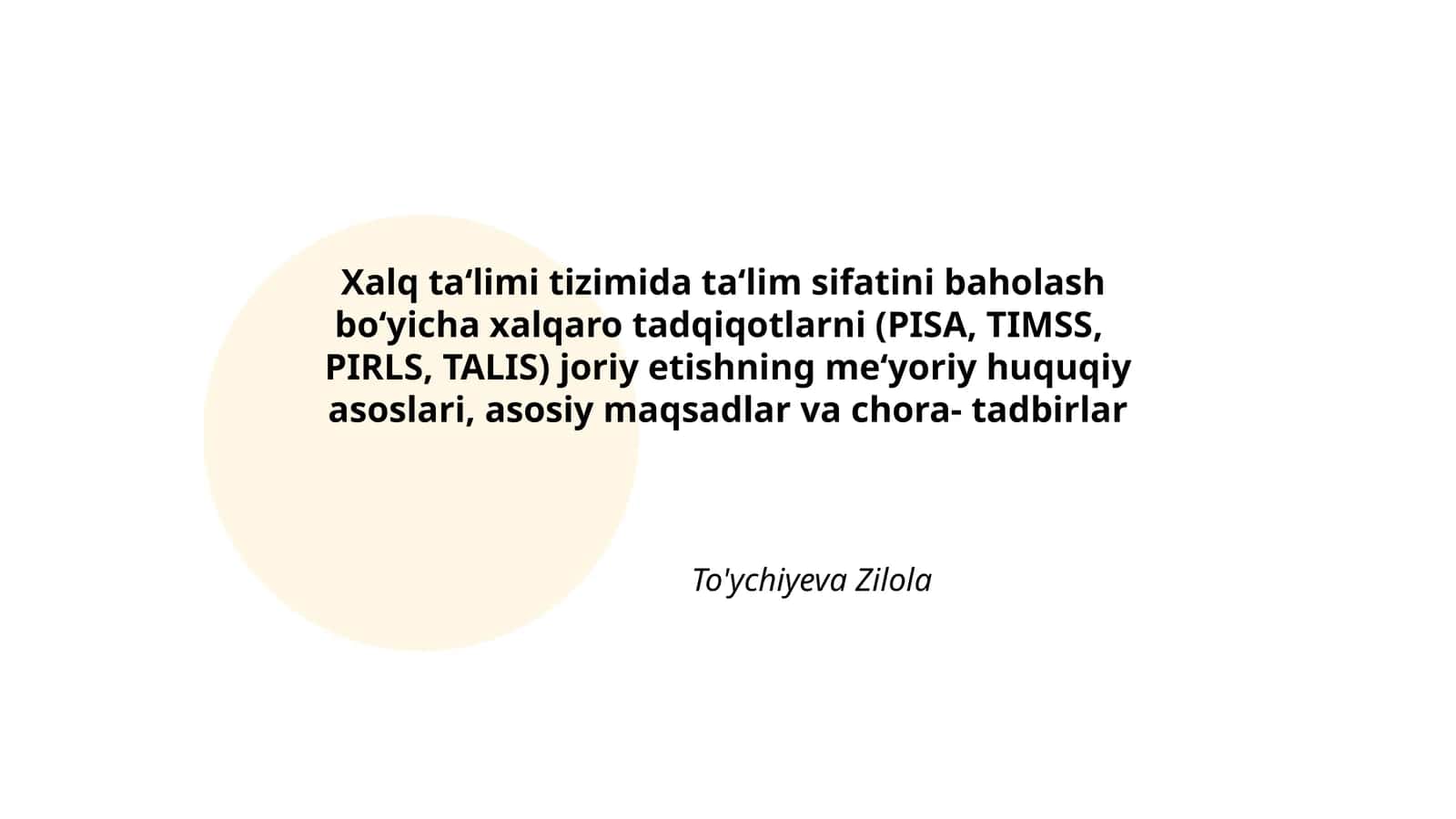 Xalq taʻlimi tizimida taʻlim sifatini baholash 1