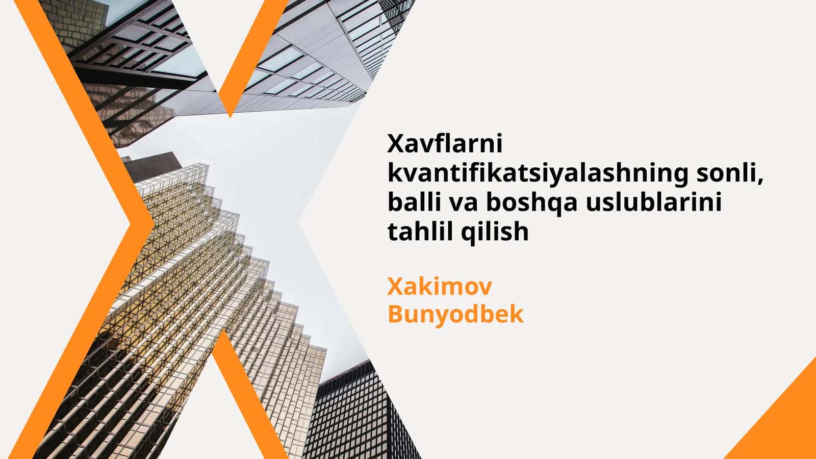 Xavflarni kvantifikatsiyalashning sonli, balli va boshqa uslublarini tahlil qilish 1