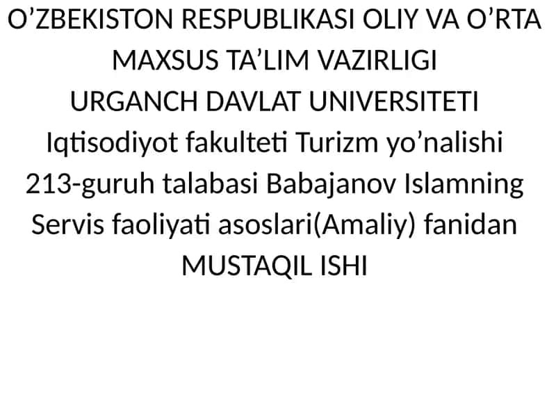 RESTORANLARDA MEHMONLAR ISHONCHI. BARLARDAGI SERVIS 1
