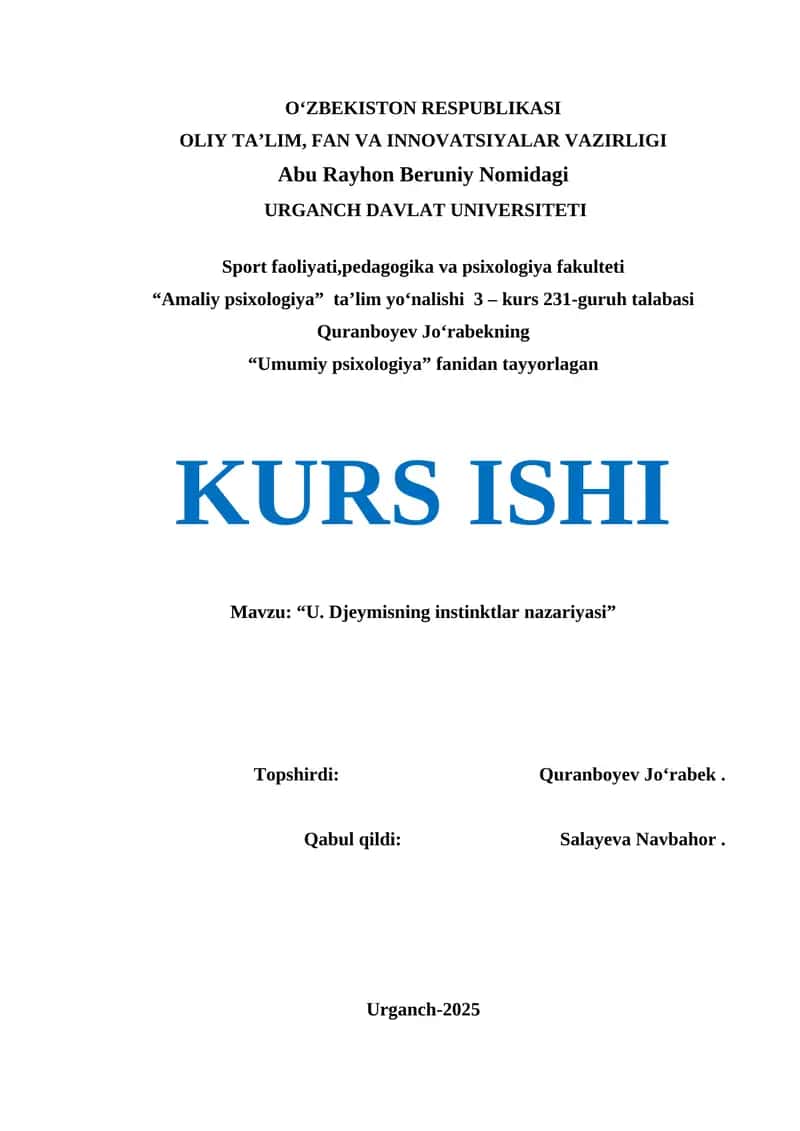 U. Djeymisning instinktlar nazariyasi 1
