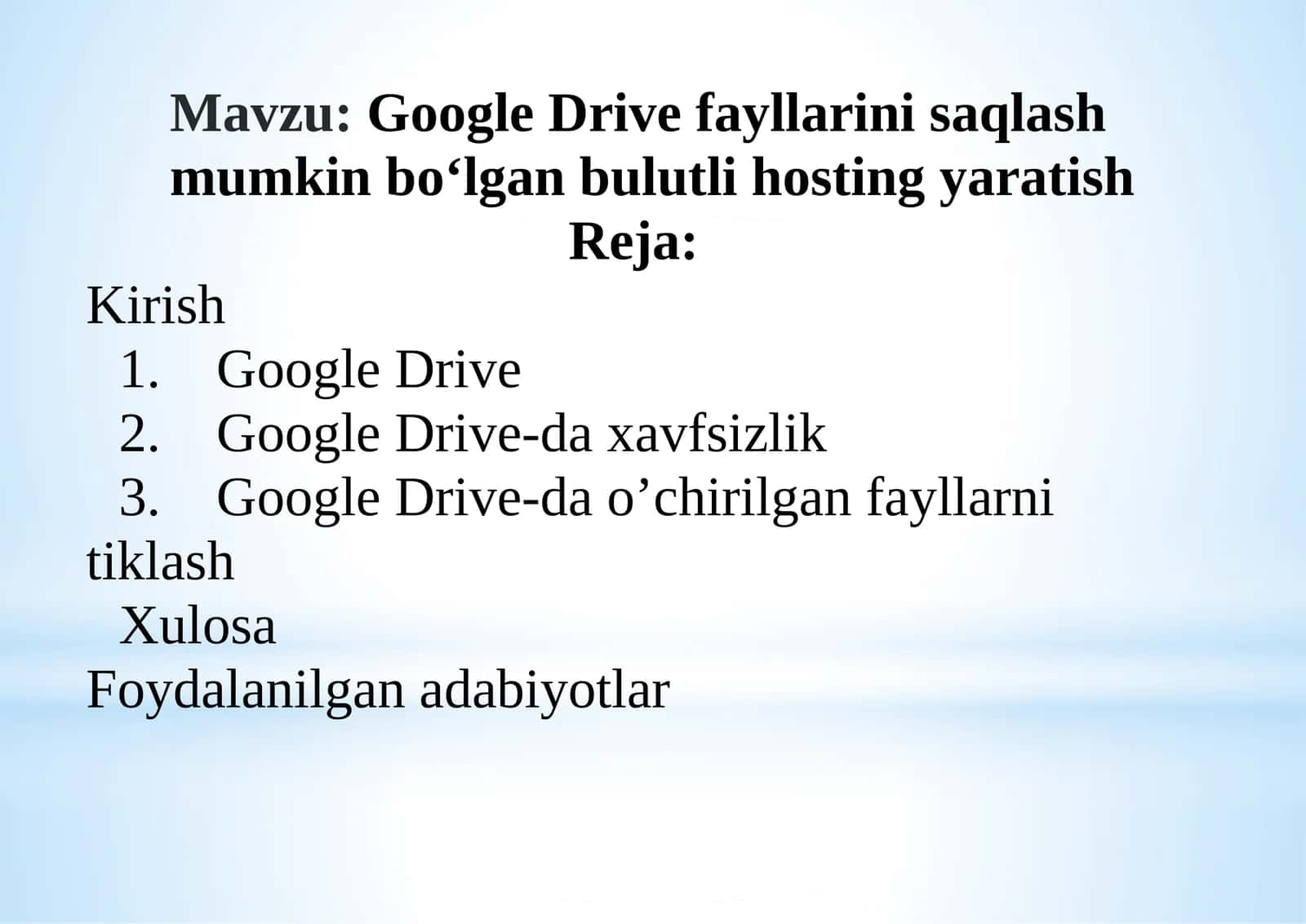Google Drive fayllarini saqlash mumkin bo‘lgan bulutli hosting yaratish 1