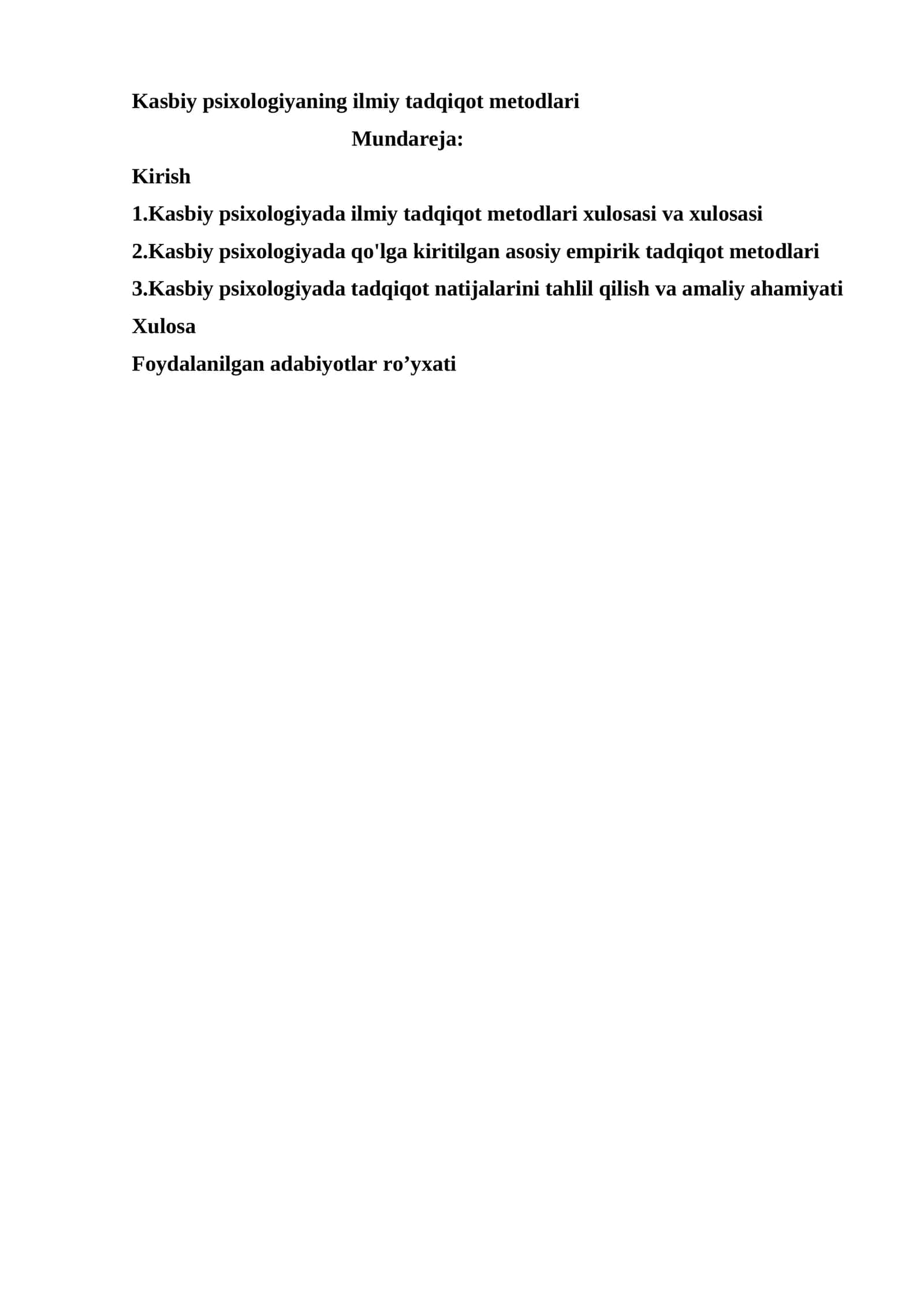 Kasbiy psixologiyaning ilmiy tadqiqot metodlari 1