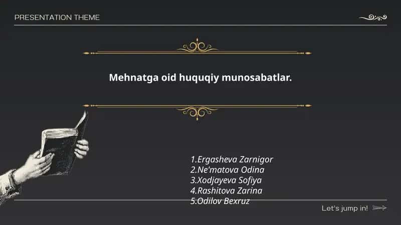Mehnatga oid huquqiy munosabatlar 1