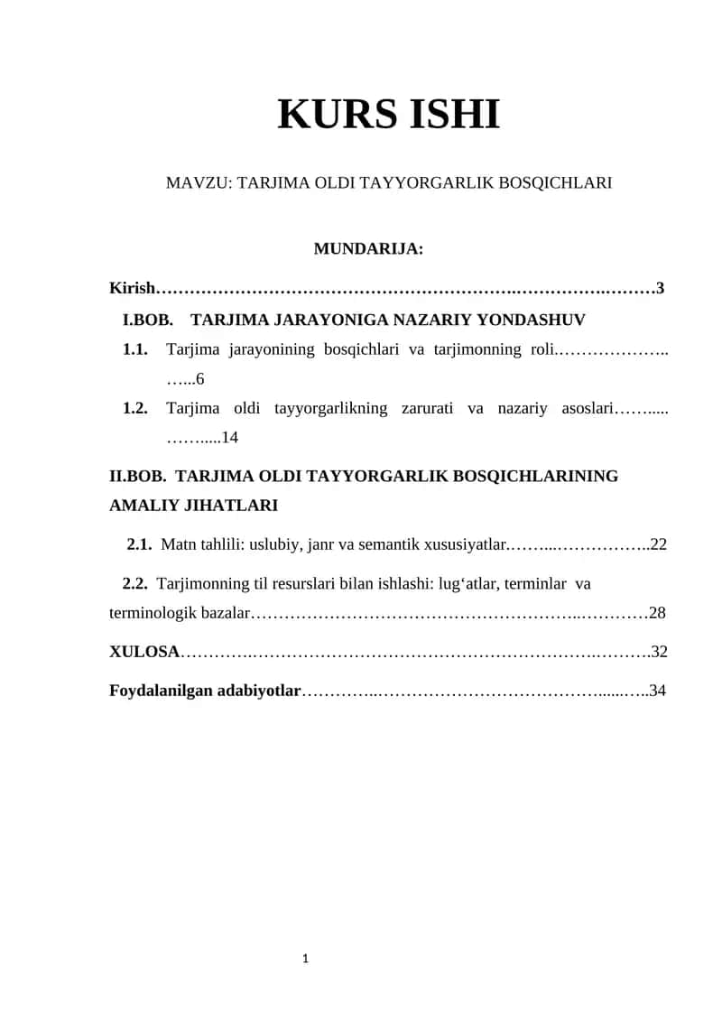 TARJIMA OLDI TAYYORGARLIK BOSQICHLARI 1
