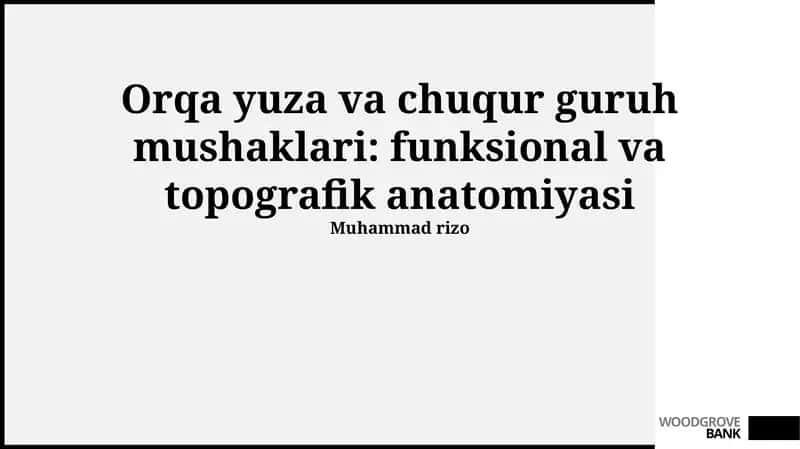 Orqa yuza va chuqur guruh mushaklari: funksional va topografik anatomiyasi 1