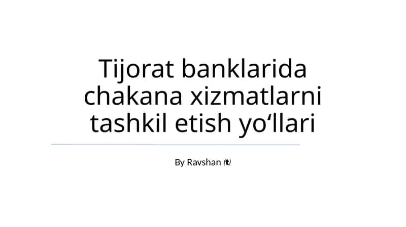 Chakana xizmatlarni tashkil etish yo'qlarl 1