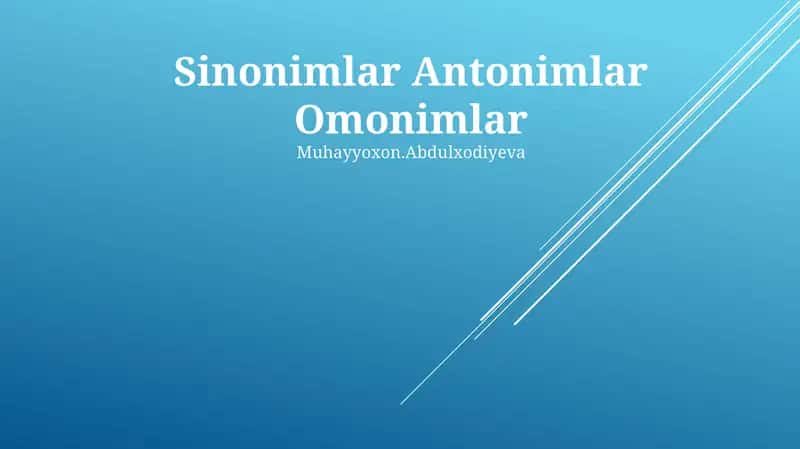 Sinonimlar Antonimlar Omonimlar 1